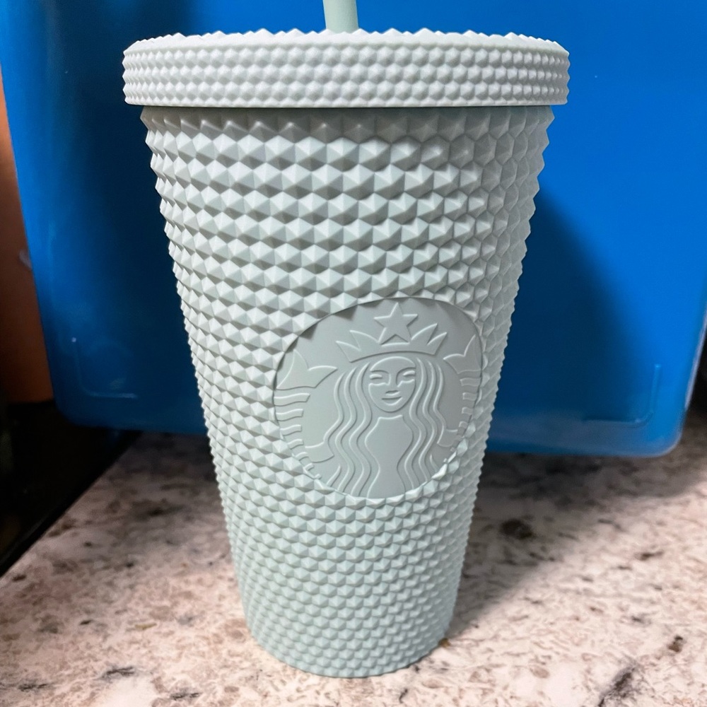 Grande mint studded Starbucks cup